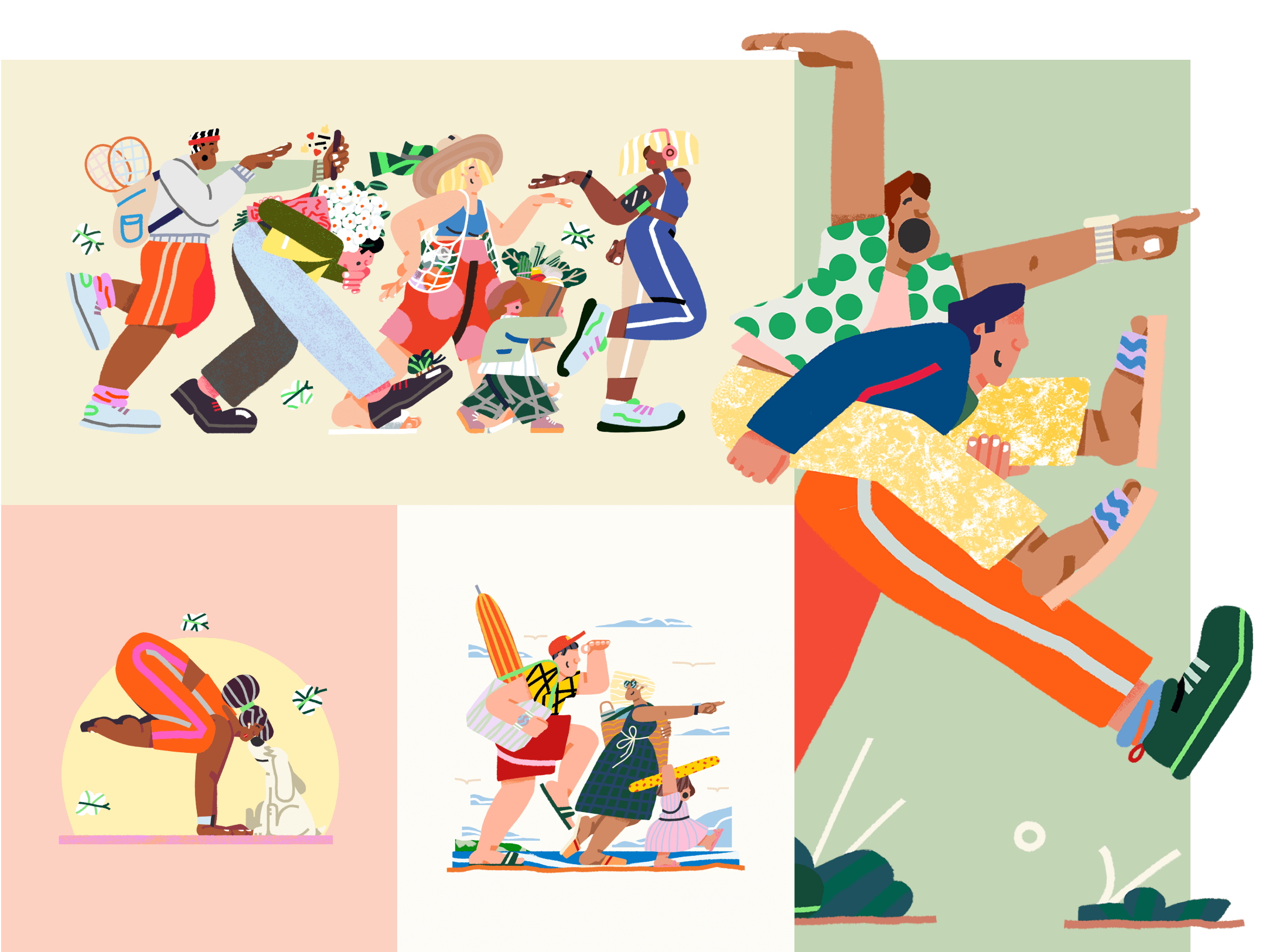 Collage of illustrated characters