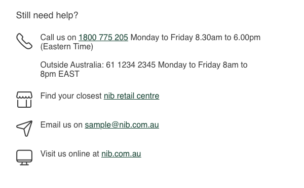 Email contact us block