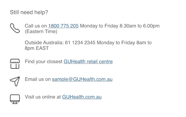 Email contact us block