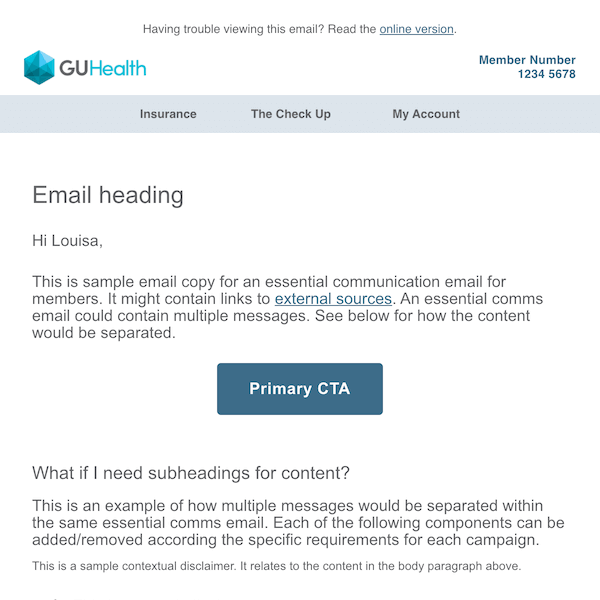 GU kitchen sink email template